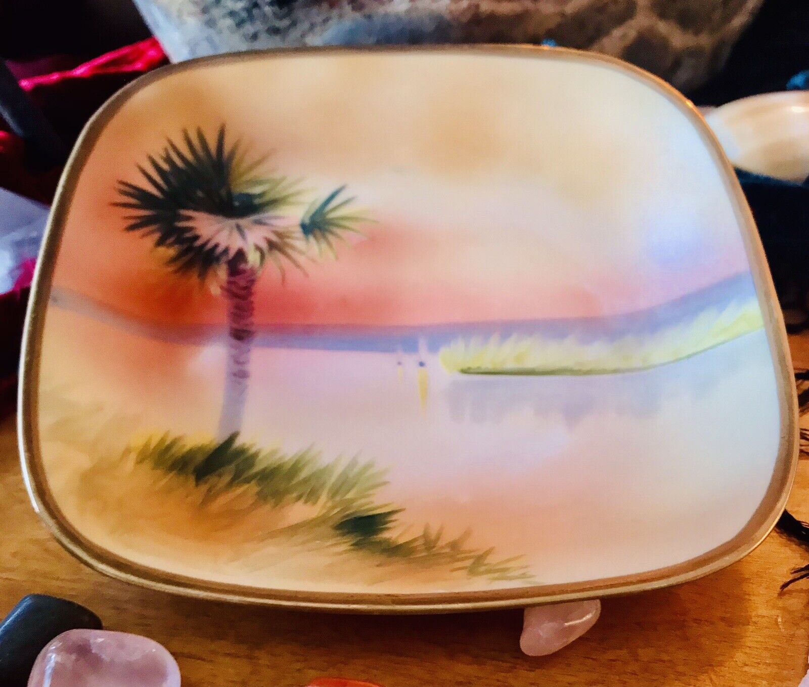 Stunning Sunset Magical Hand Painted Nippon Bohemian Spirit Vintage Decor Plate
