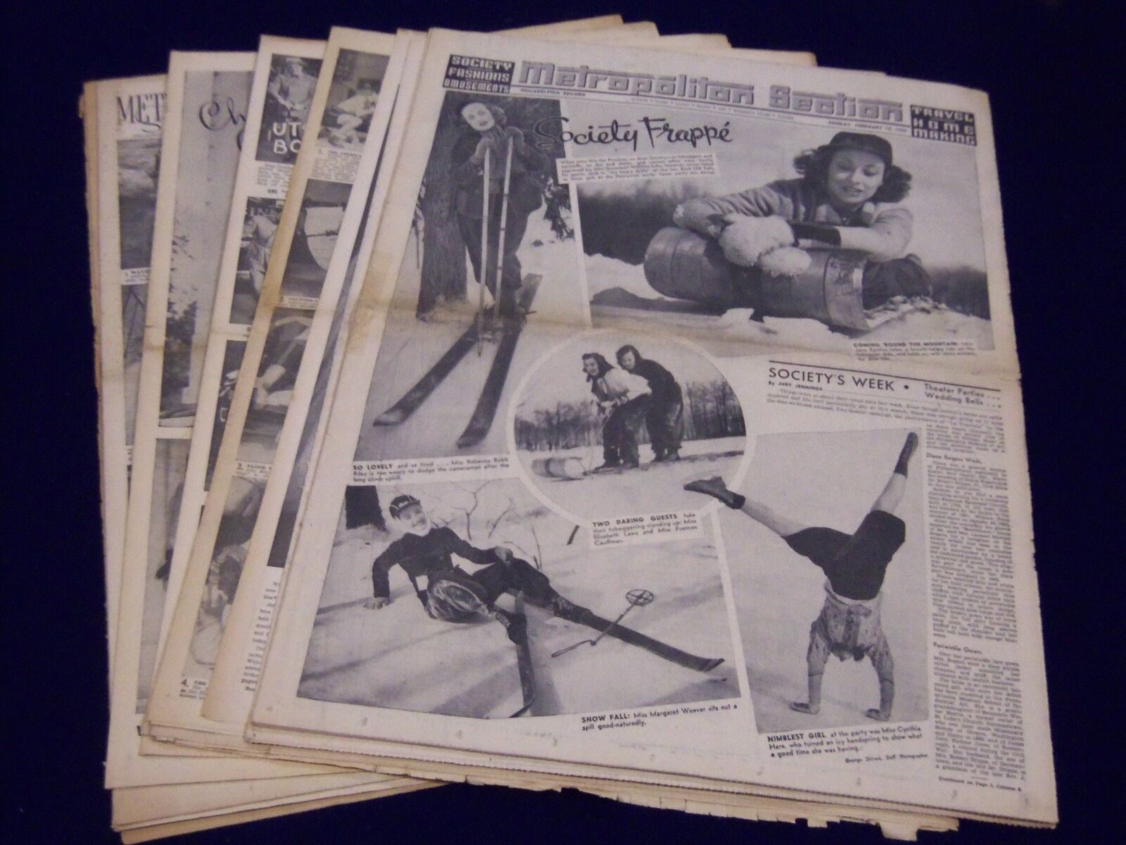 1939-1945 PHILADELPHIA RECORD METROPOLITAN NEWSPAPER SECTIONS LOT OF 13 - UP 69