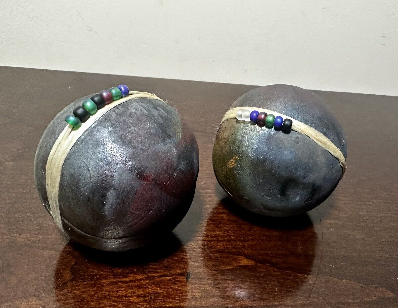 J Davis Studio 2 Raku Orb Round  Spirit Shakers Rattle Art Pottery