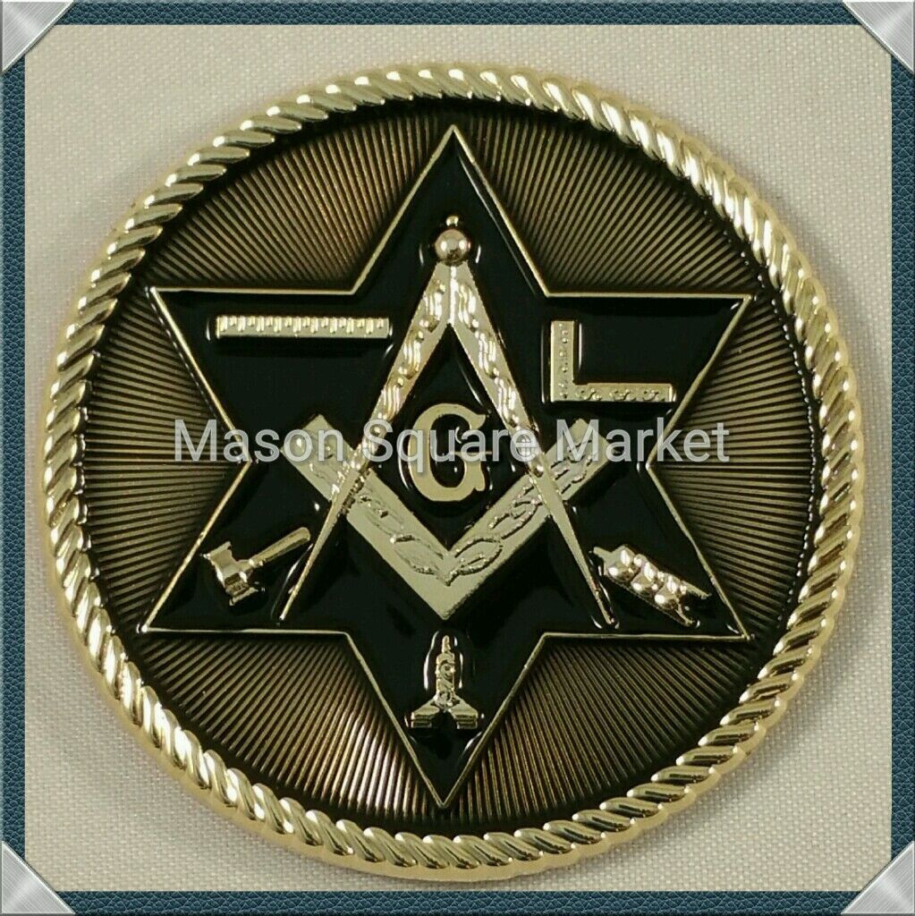 New Freemason Masonic car emblem with Working Tools Gold & Black Tone 