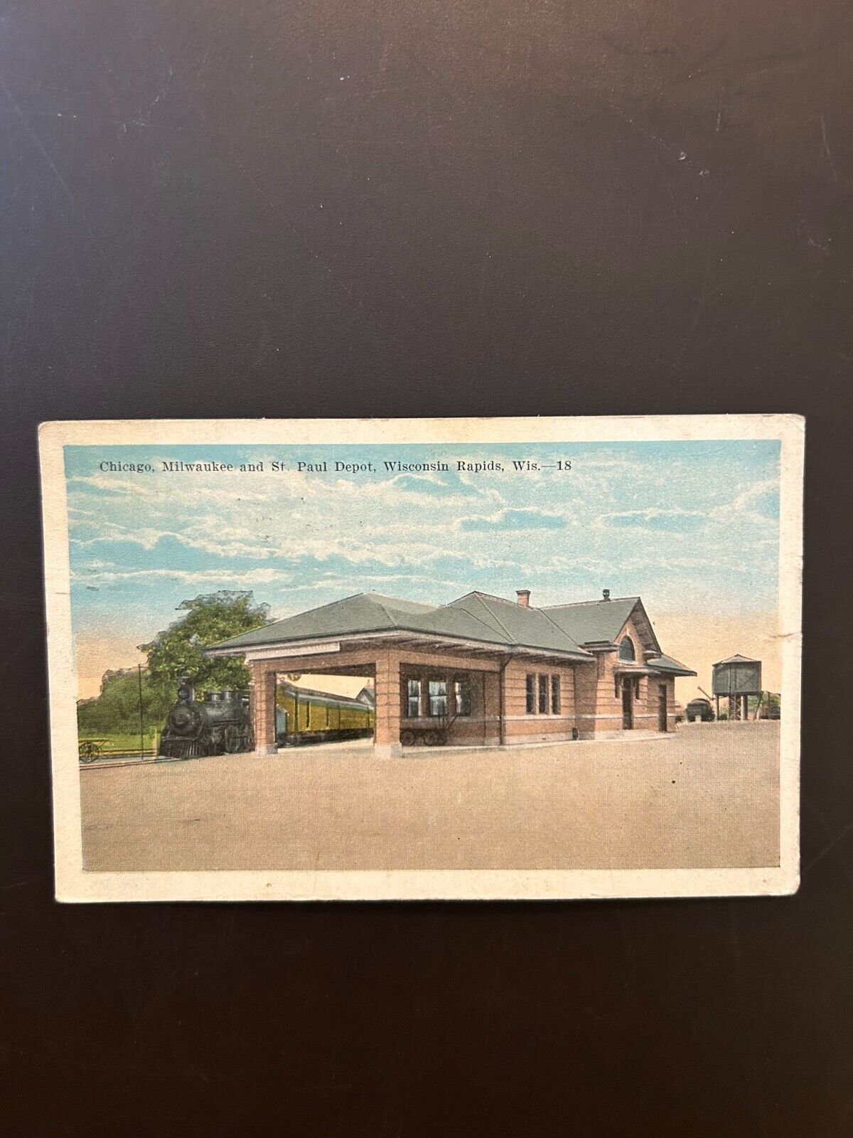 Chicago Milwaukee & St Paul Depot Wisconsin Rapids Wisconsin 1931 postcard