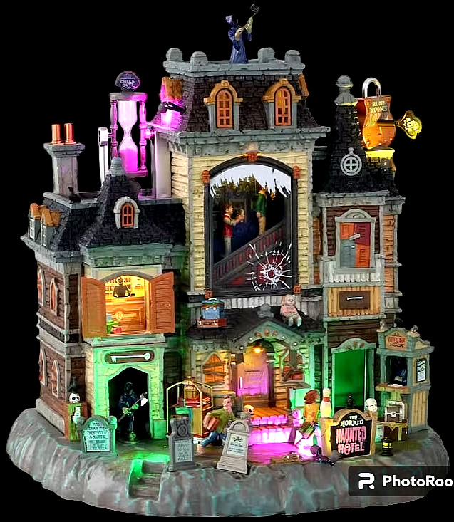 Lemax Spooky Town The Horrid Haunted Hotel Animated LED Lghts Sounds Halloween