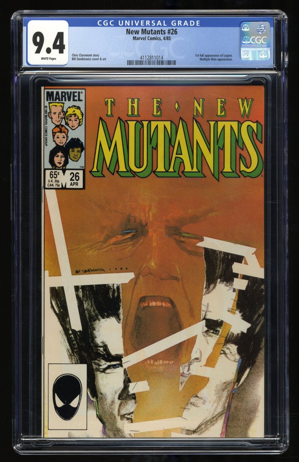 New Mutants #26 CGC NM 9.4 White Pages 1st Appearance Legion Marvel 1985