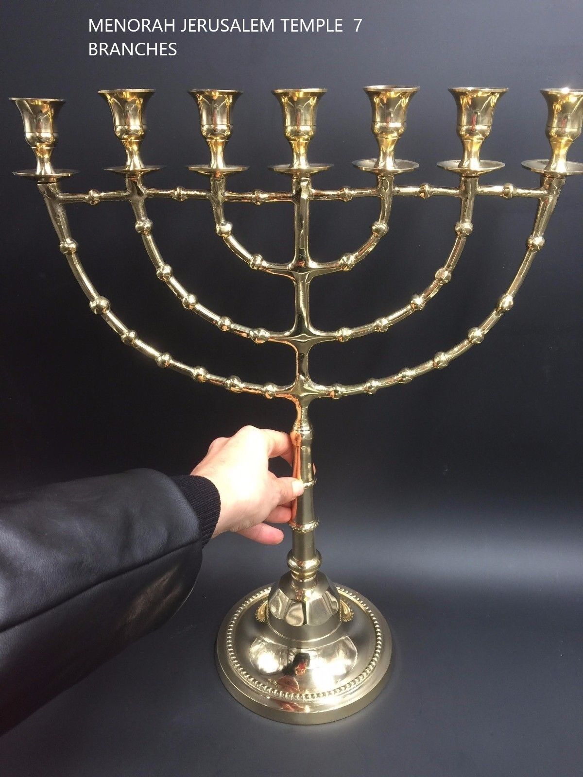 Authentic Temple Oil Menorah Seven  7 branches branch Candle Holder f22''/56cm