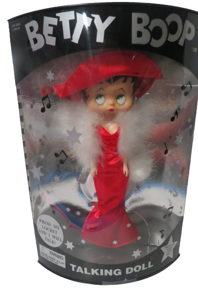  Vtg 1998 Betty Boop Talking Doll W/ Red Dress Red Hat White Boa Unused In Box