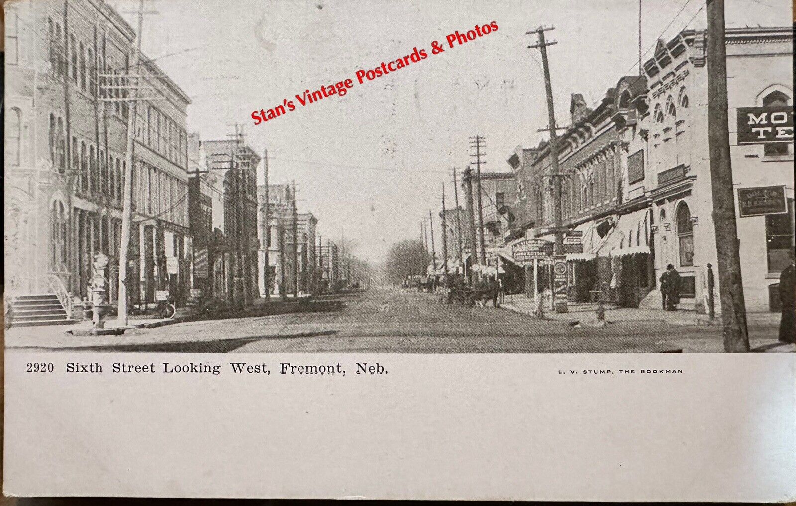 Fremont, Nebraska Sixth Street Looking West Main Street 1909 Vintage Postcard