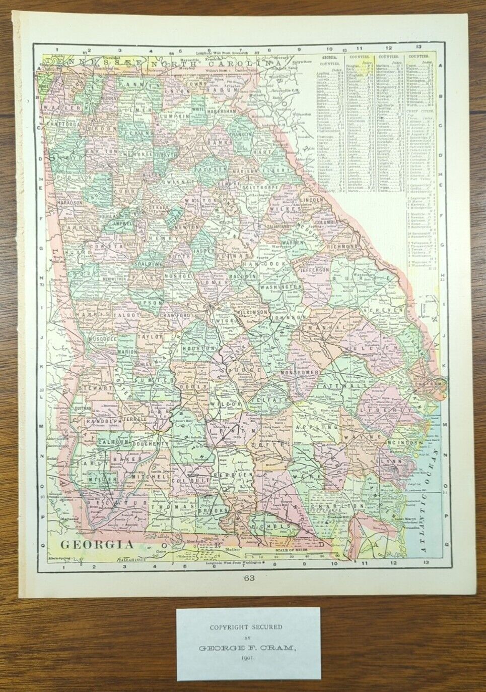 Vintage 1901 GEORGIA Map 11