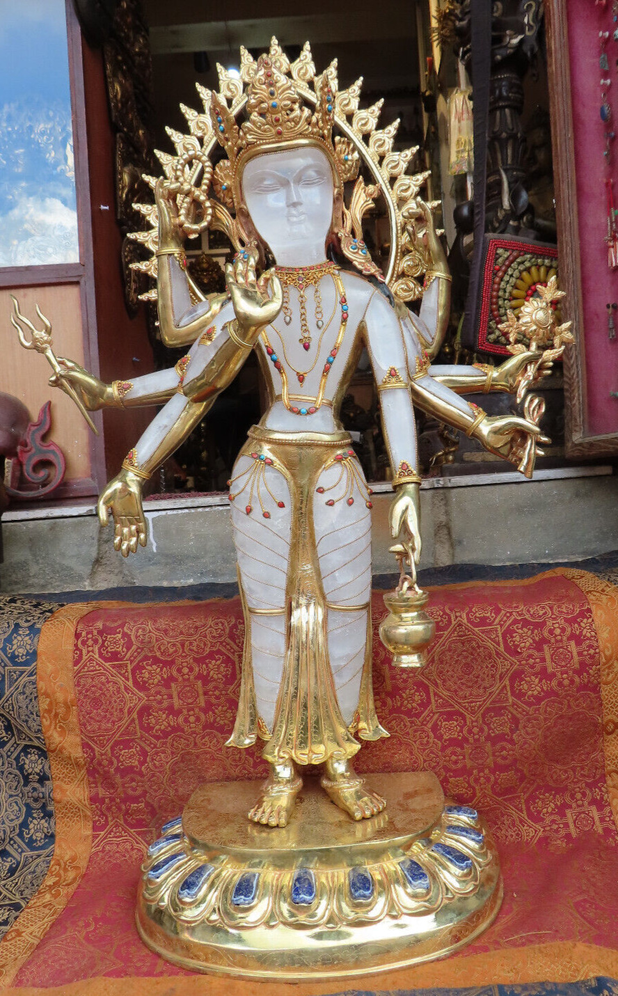 Antique Master Quality Handmade Crystal Amoghapasha Avalokiteshvara  Rupa Nepal