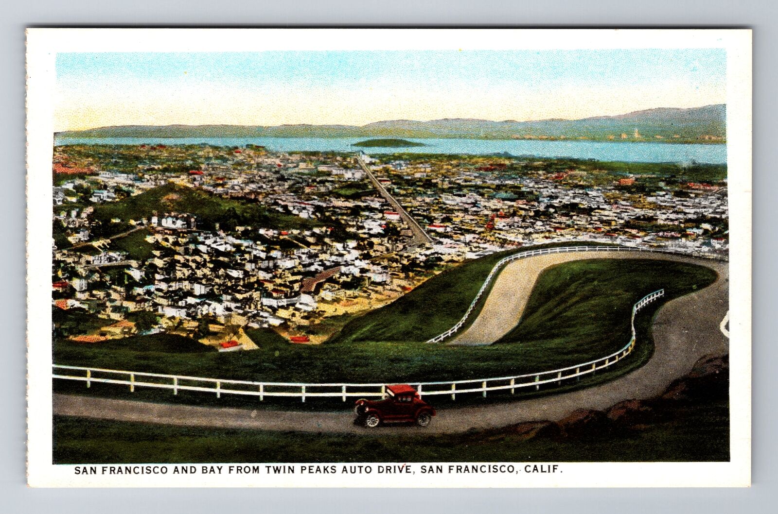 San Francisco CA-California, San Francisco and Bay, Vintage Souvenir Postcard