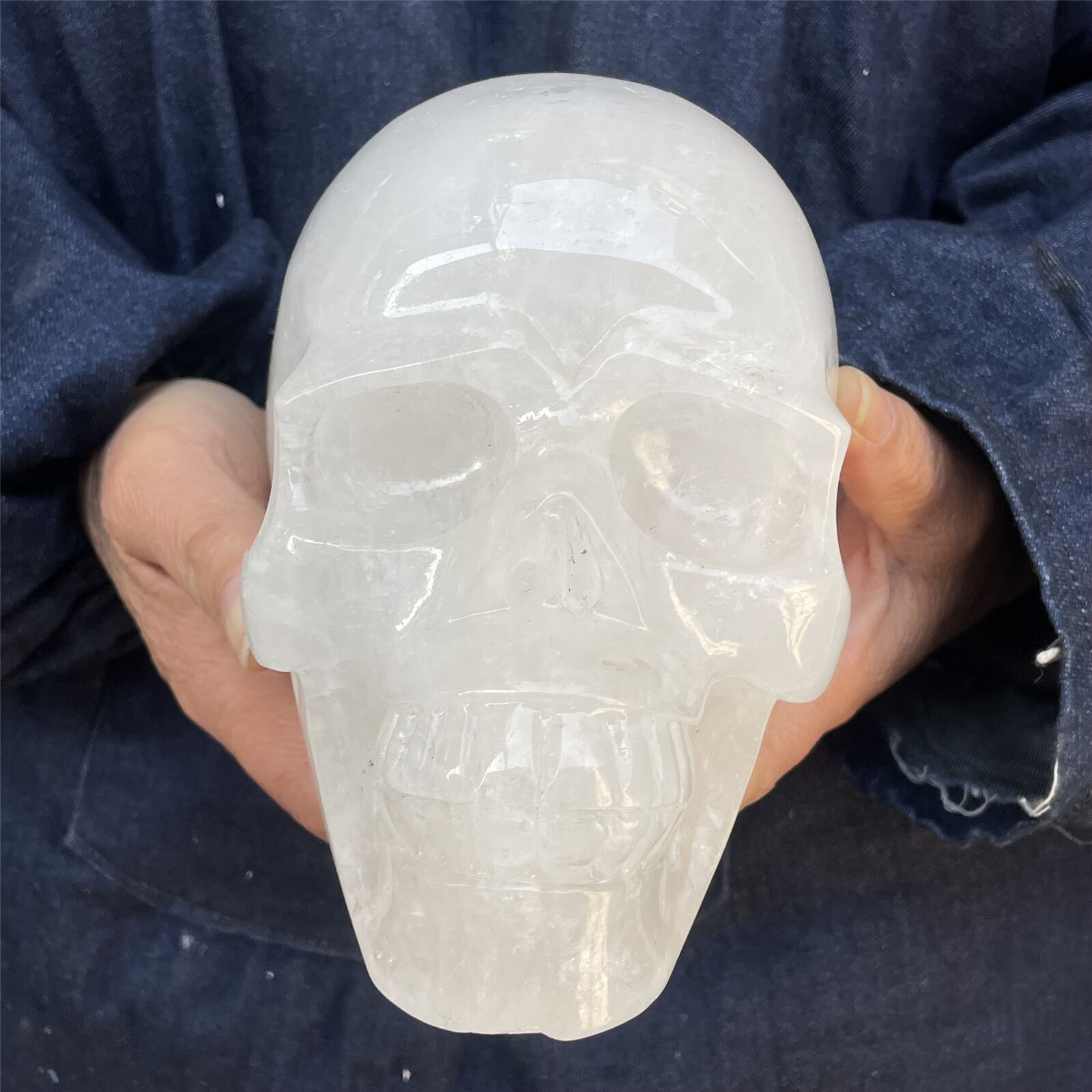6.95LB TOP Natural clear quartz skull Hand Carved Crystal Healing CY2090
