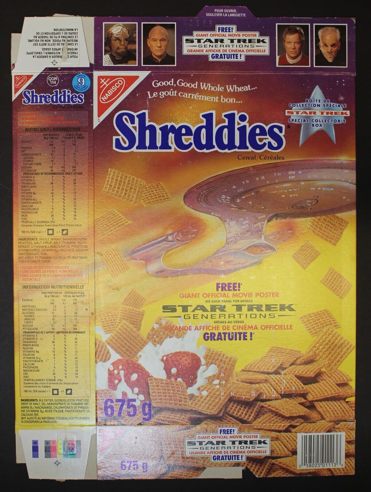Vintage Cereal Box, SHREDDIES - STAR TREK, 1994, Nabisco, CANADA