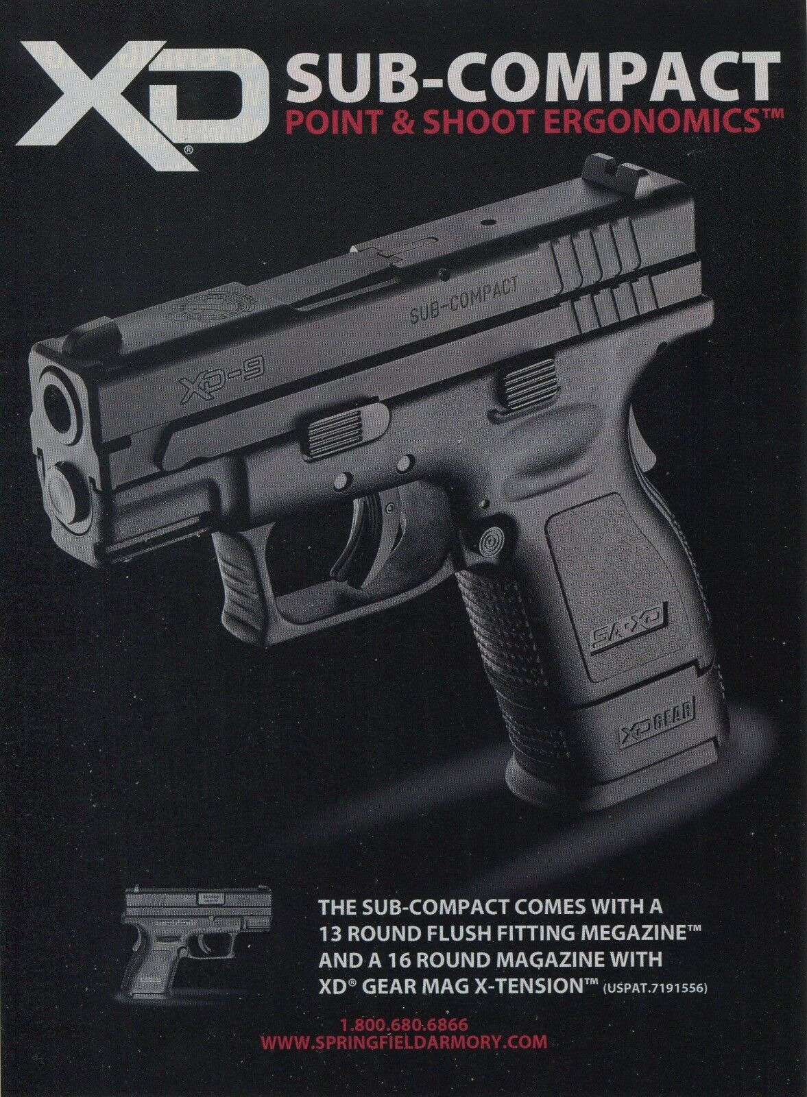 2010 Print Ad of Springfield Armory XD-9 Sub-Compact Pistol