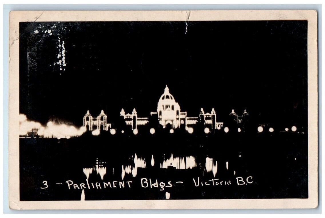 1925 Parliament Buildings Victoria British Columbia Canada RPPC Photo Postcard
