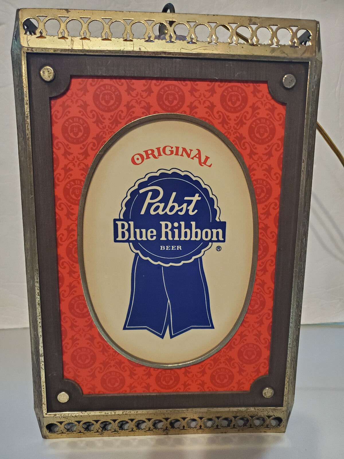 1960’s Pabst Blue Ribbon PBR Beer Rotating Hanging 4 Sided Lighted Motion Sign