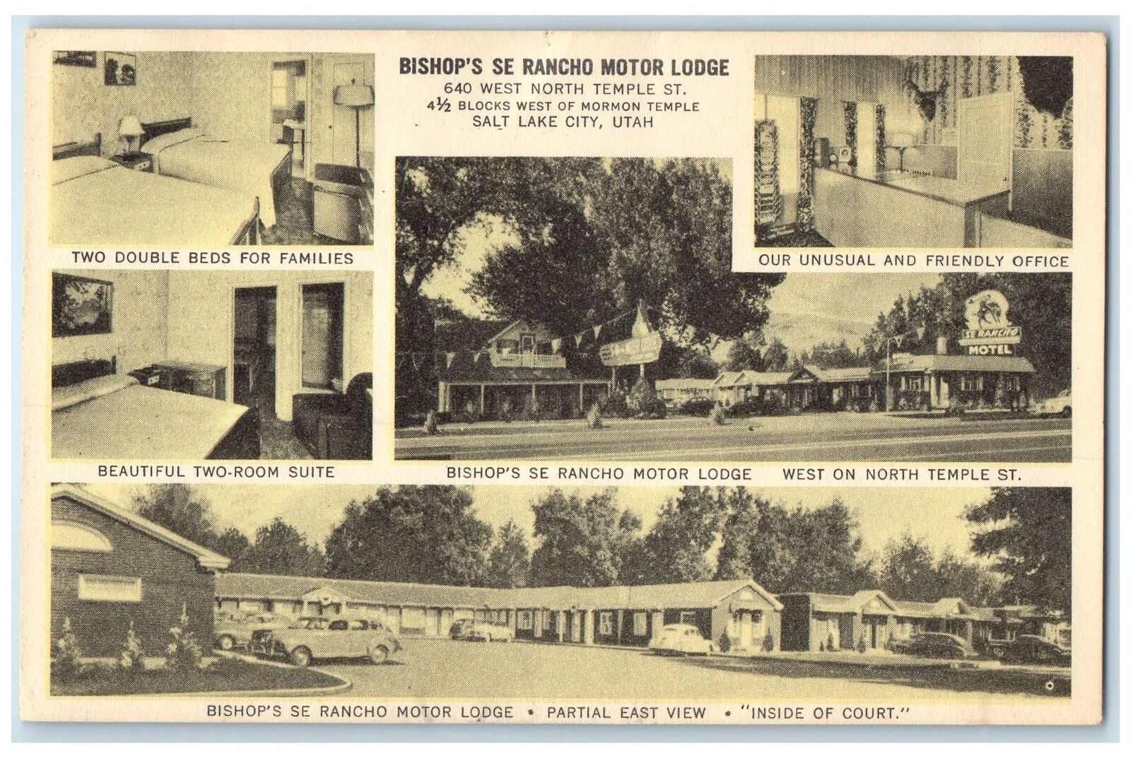 c1920\'s Bishops Se Rancho Motor Lodge Multiview Salt Lake City Utah UT Postcard