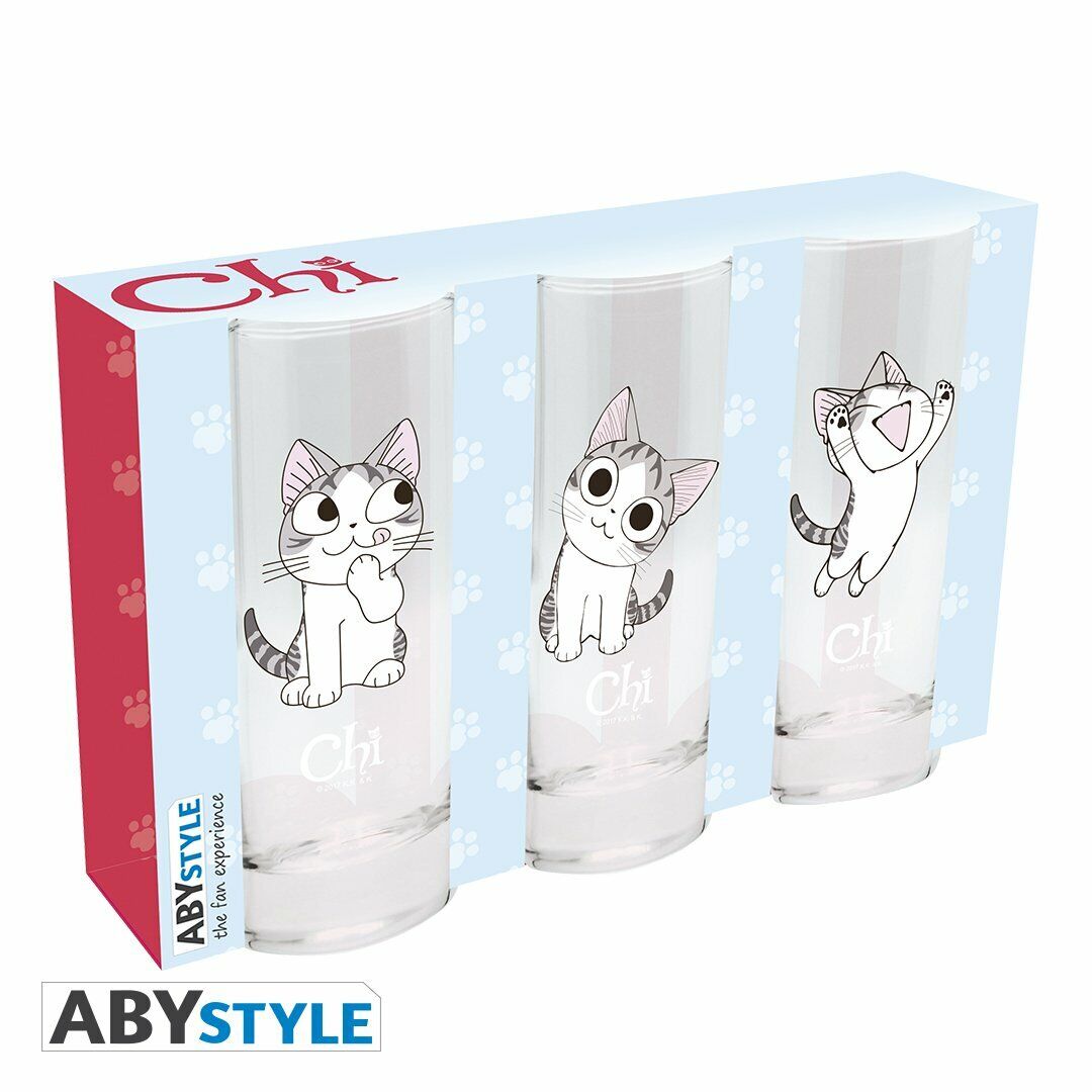 Chi's Sweet Home Kitty Cat Anime 3 Pc Drinking Glass Set 10 Oz. ABYstyle
