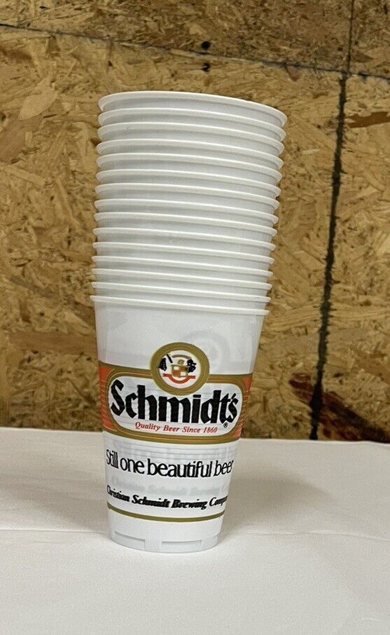 Vtg Schmidt’s Beer Plastic Solo Cups 12 Oz Draft Schmidt's Lot Of 15