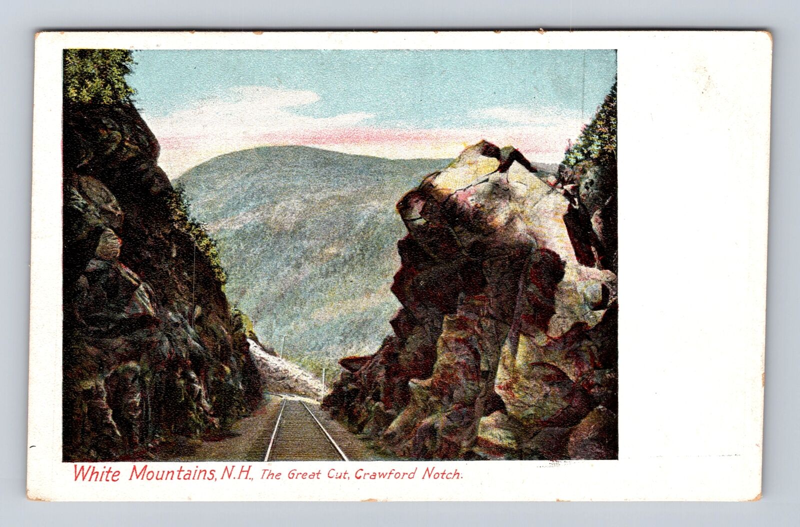 White Mountains NH-New Hampshire, Crawford Notch, the Great Cut Vintage Postcard