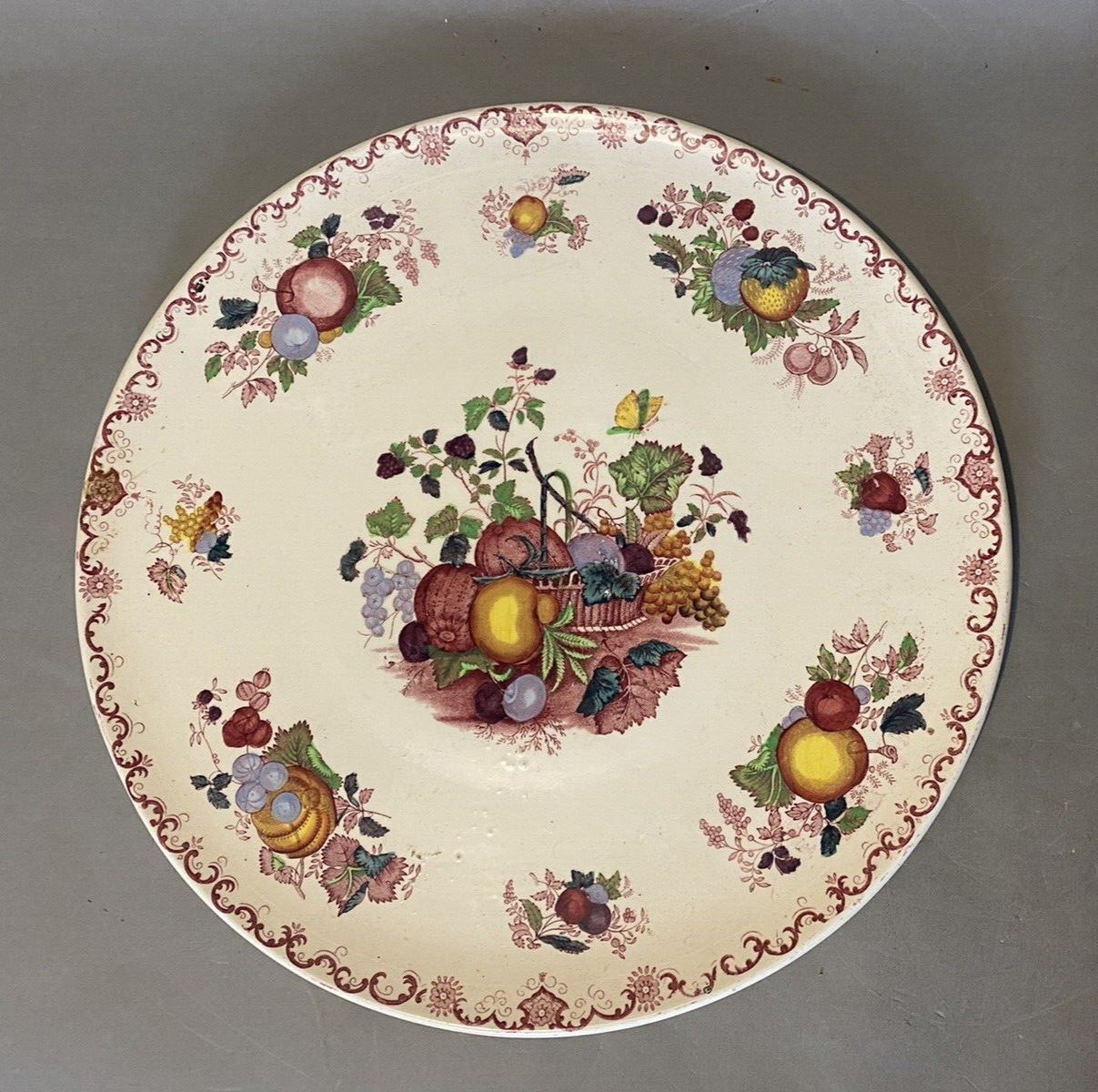 Antique Masons England Fruit Basket Porcelain 15.5\