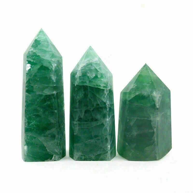 Natural Green Fluorite Crystal REAL Wand Point Healing