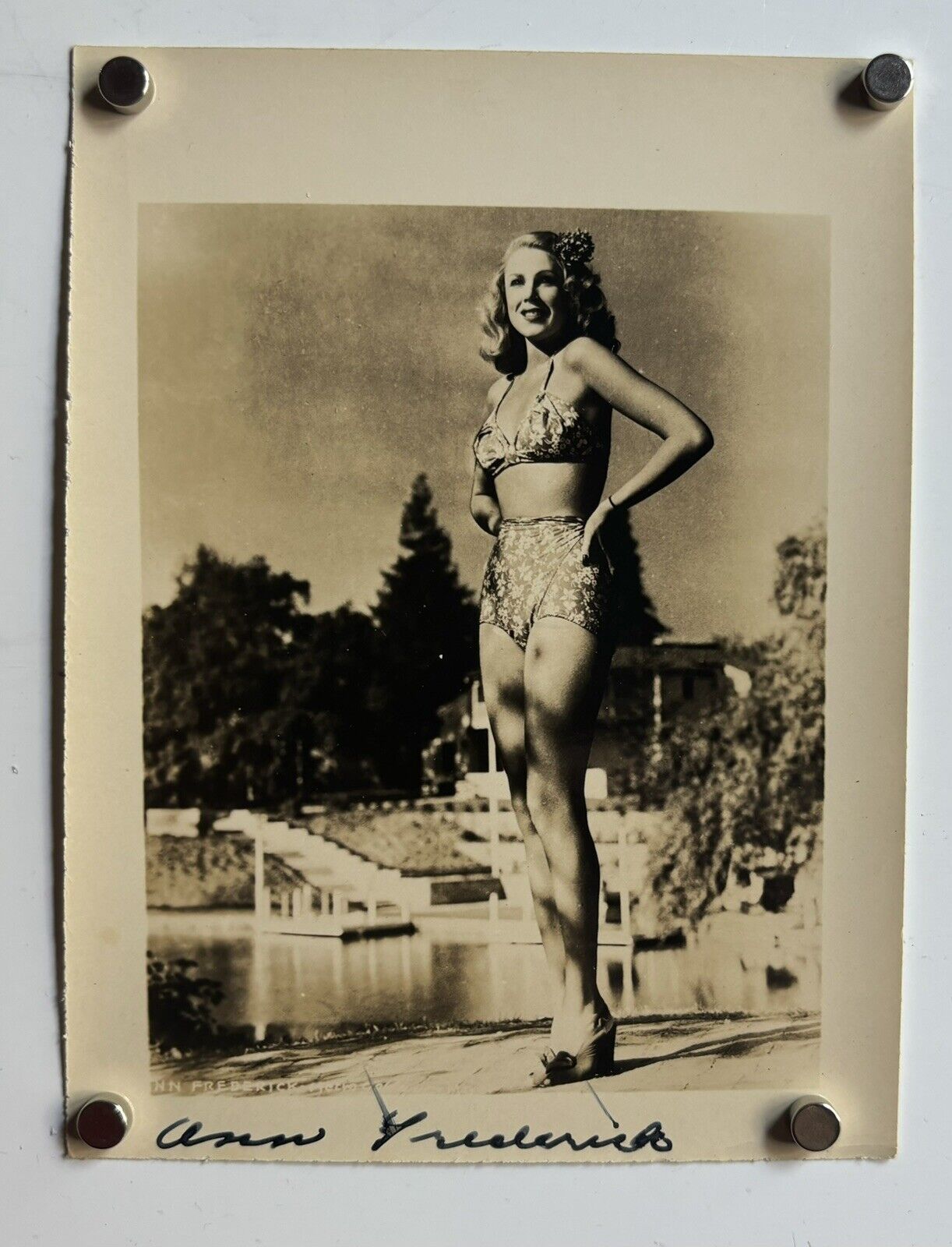 ANN FREDRICK Original Vintage c1940’s Sepia 5x4” Bathing Suit Model Photograph