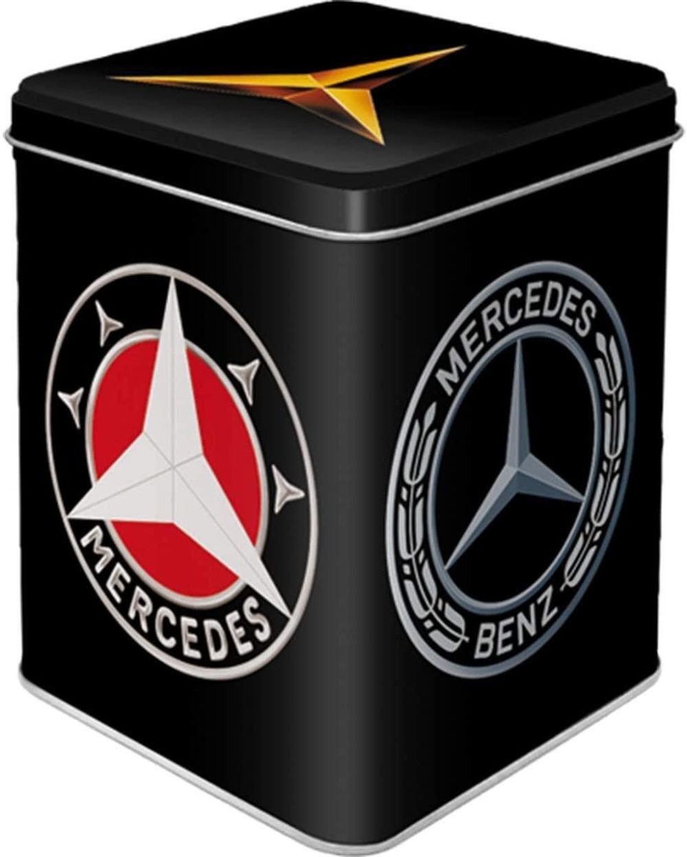 Nostalgic-Art - Small Metal Tea Sugar Storage Box Tin Jar - Mercedes Benz Logos