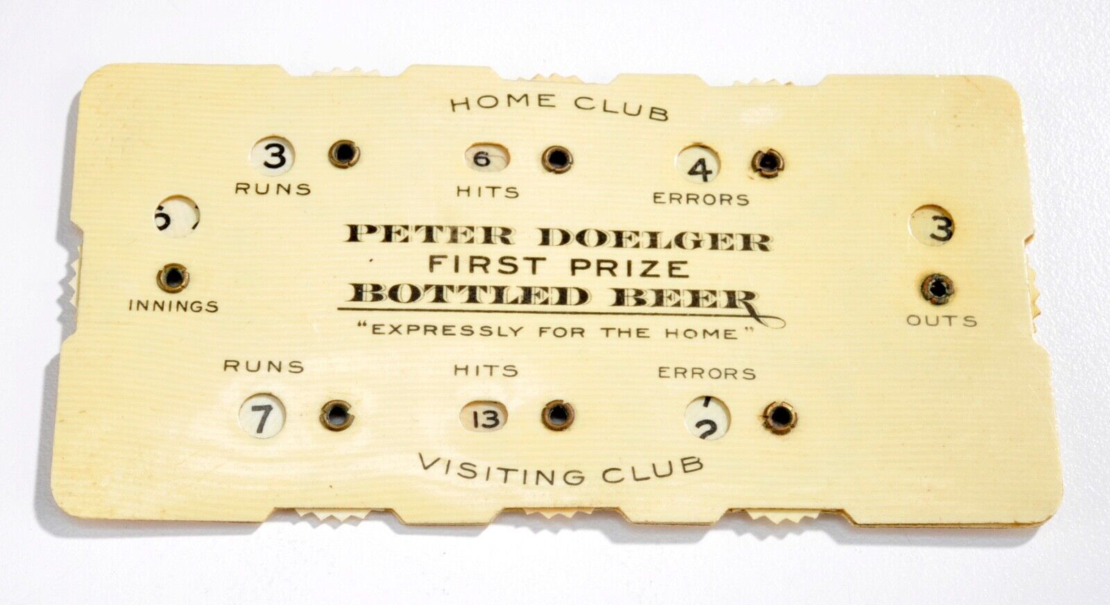 Vintage 1900 Peter Doelger Beer Brewing Co.Celluloid Baseball Scorer New York,NY