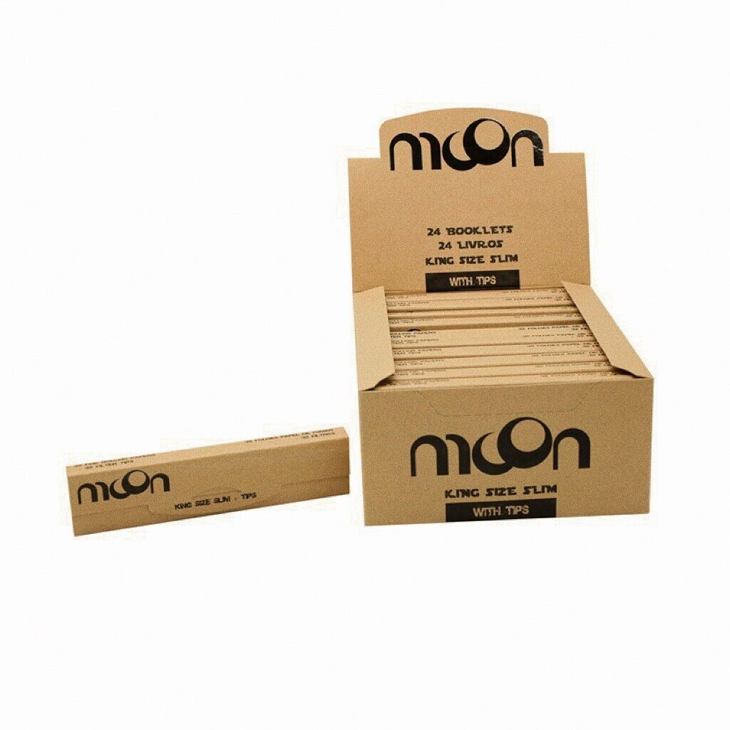 Moon Unbleached Rolling Papers 108*45mm & Tips 24 booklets=768 leaves Smoking 