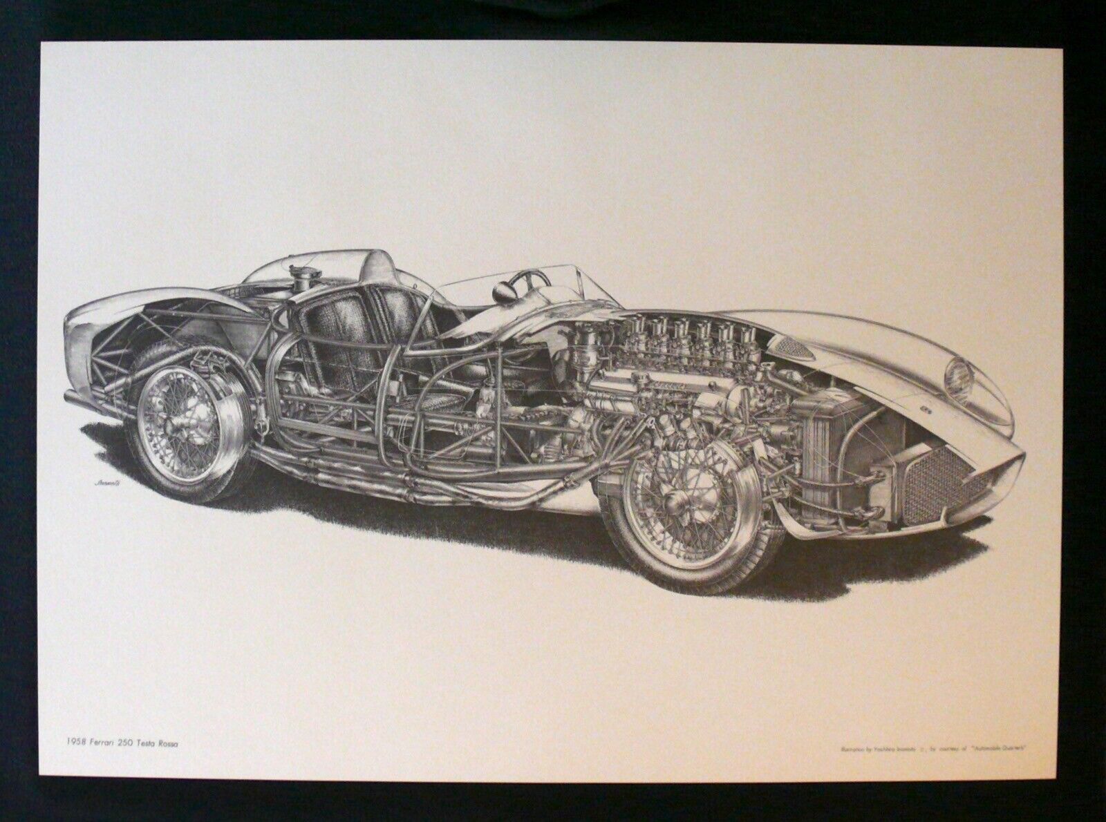 Yoshihiro Inomoto 1958 Ferrari 250 Testa Rossa Cutaway Print Technical Drawing