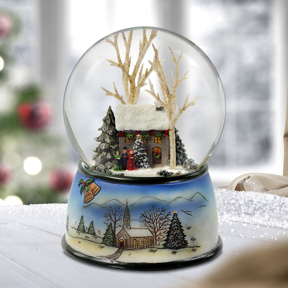 Winter Cottage with Carolers Snow Globe The San Francisco Music Box Company