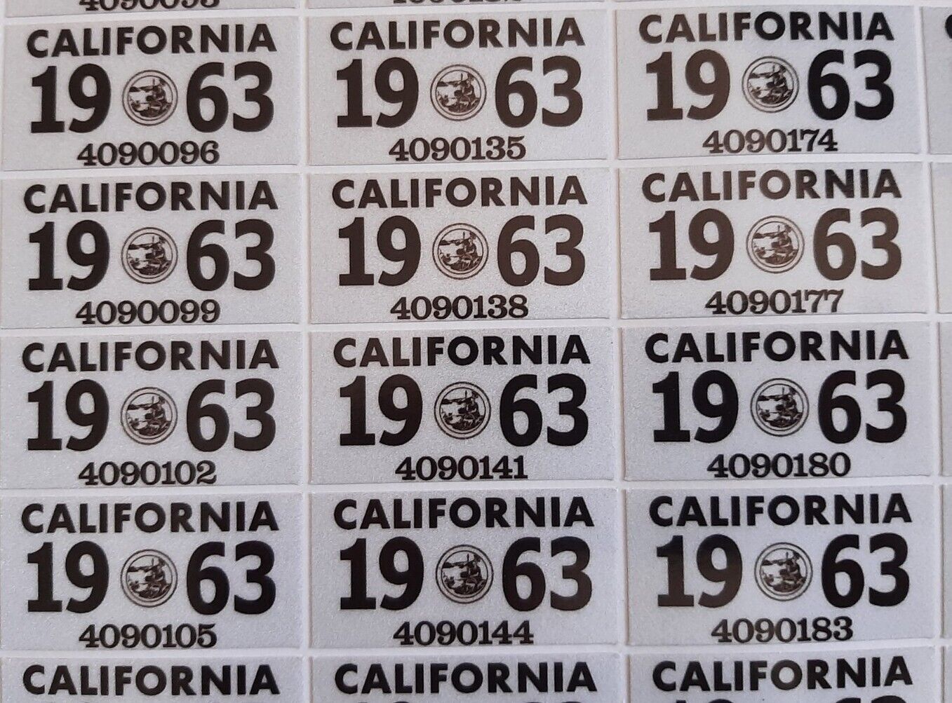 1963 California License Plate Registration Sticker, YOM, CA DMV $12.00 each