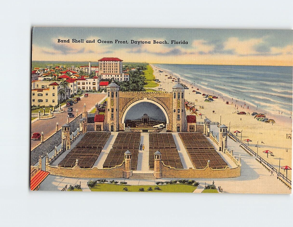 Postcard Band Shell & Ocean Front Daytona Beach Florida USA