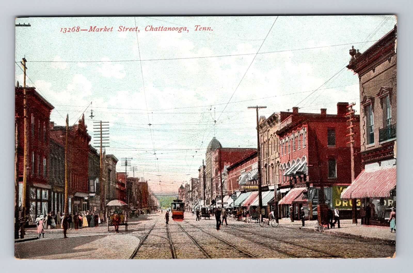 Chattanooga TN-Tennessee, Market Street, Advertising, Vintage Postcard