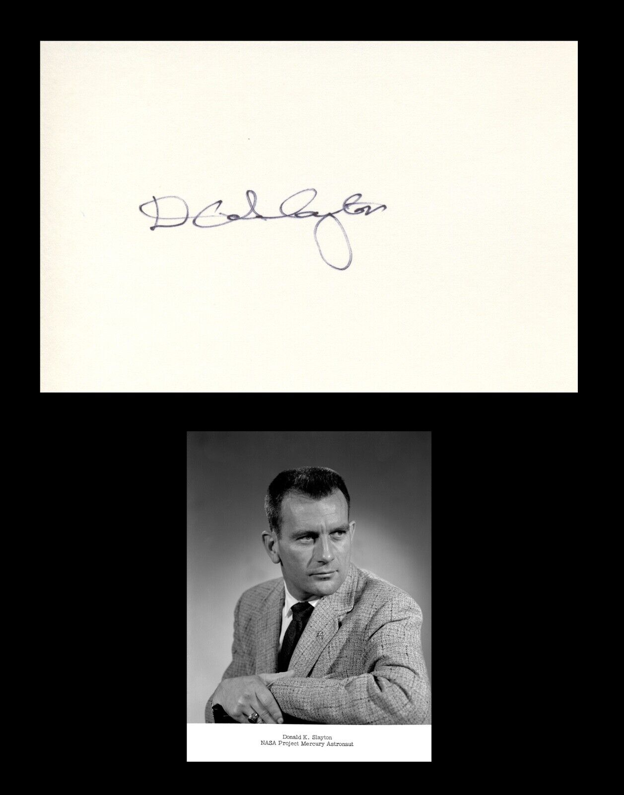 DONALD DEKE SLAYTON Autographed Inscribed Signed Card Mercury NASA Astronaut
