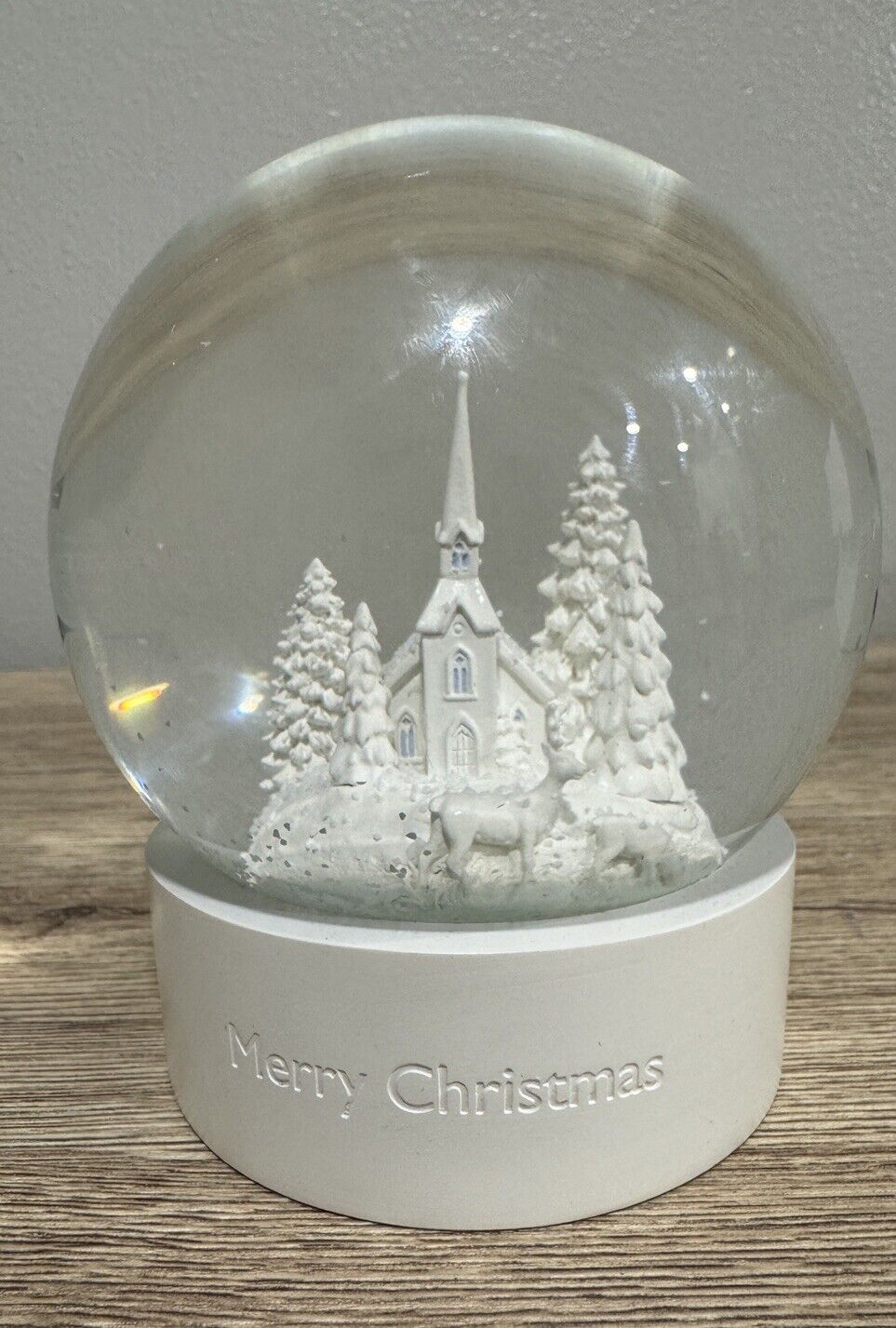 Wedgwood Collectible Christmas Snow Globe Featuring A Church. Original Box.