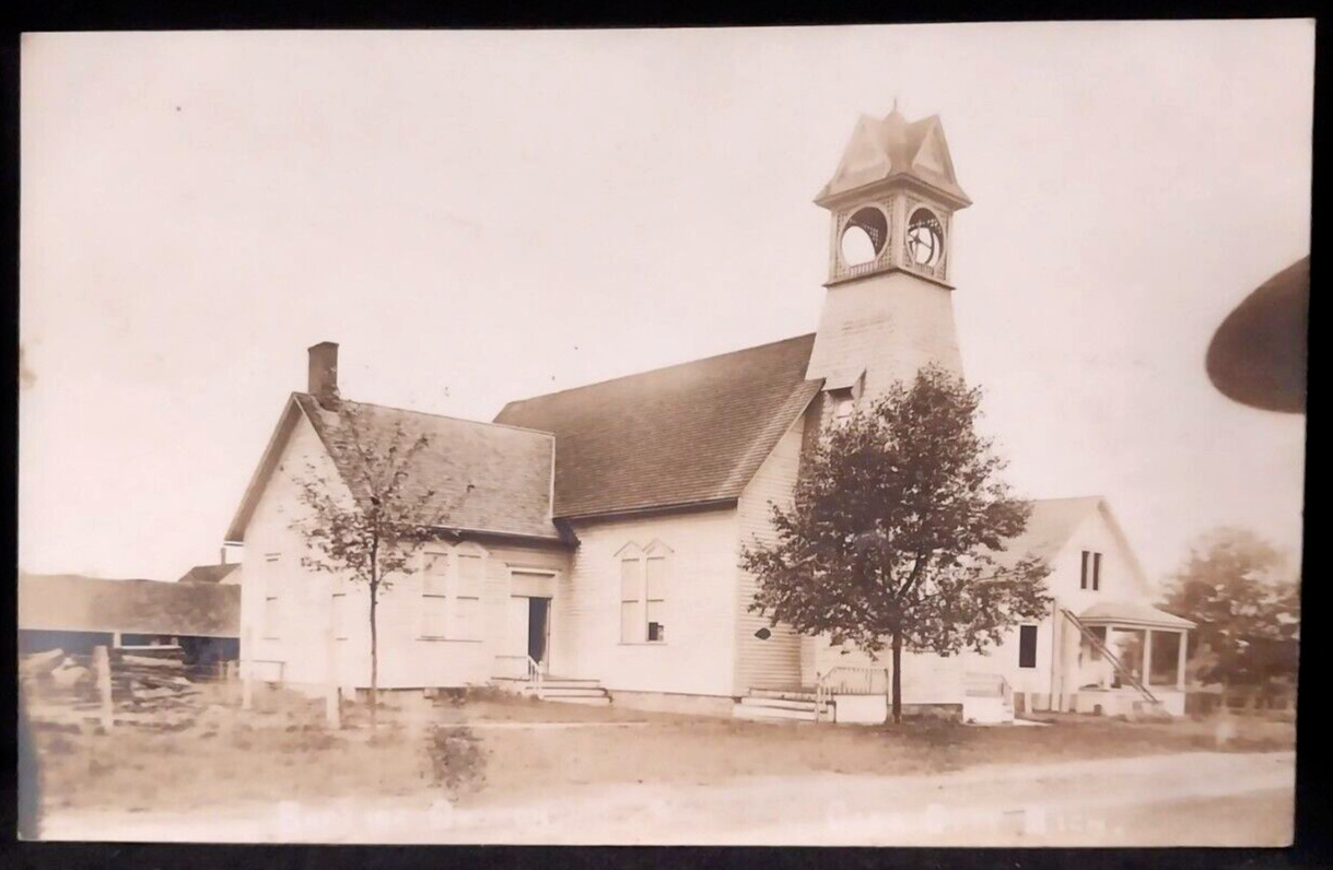 RPPC Cass City Michigan MI Baptist Church early 1900s Unposted Postcard