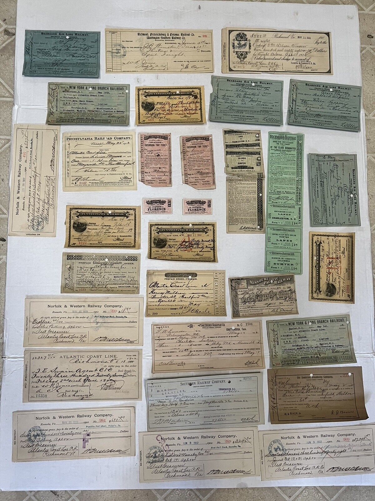 Antique Rare Lot Of Railroad Passes And Papers Early 1900s Late 1800’s Tickets