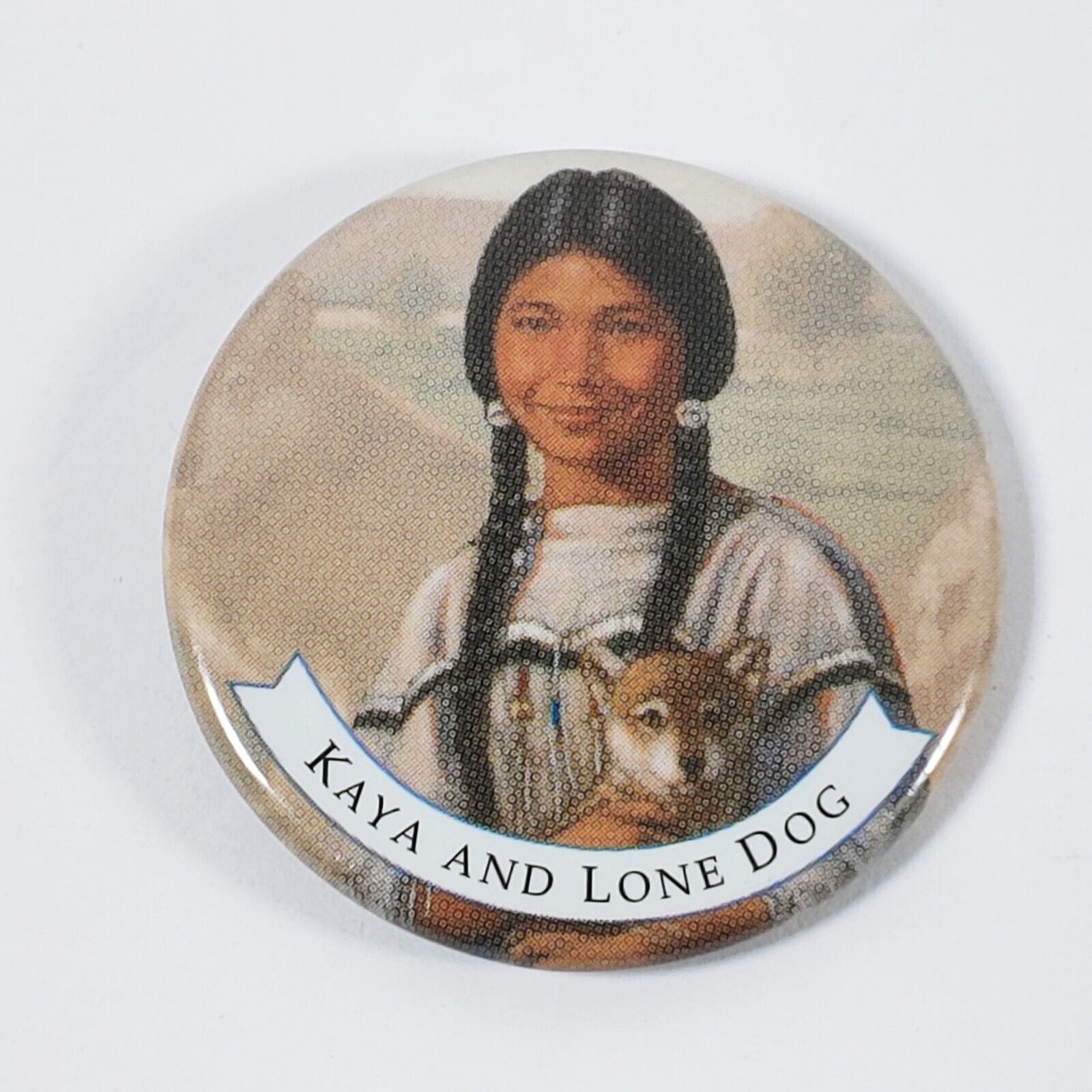 2002 Pleasant Co American Girl Pinback Button Kaya And Lone Dog
