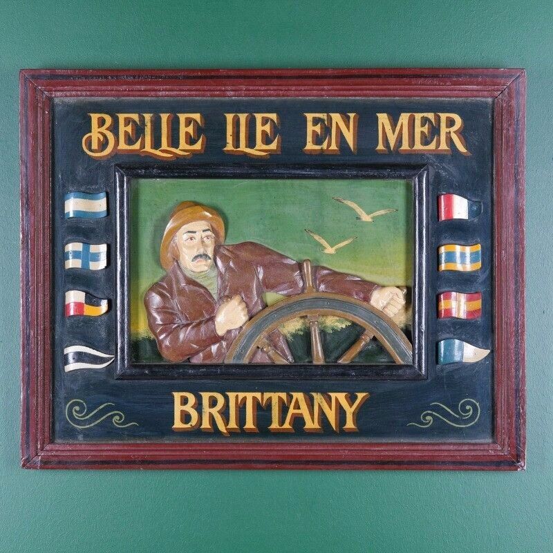 Vintage Country Counter Wooden Embossed Board Belle Ile En Mer Brittany