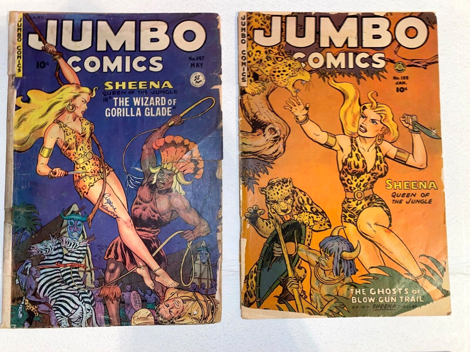 JUMBO COMICS Lot - #147, 155 FICTION HOUSE 1951 GOLDEN AGE SHEENA GOOD GIRL