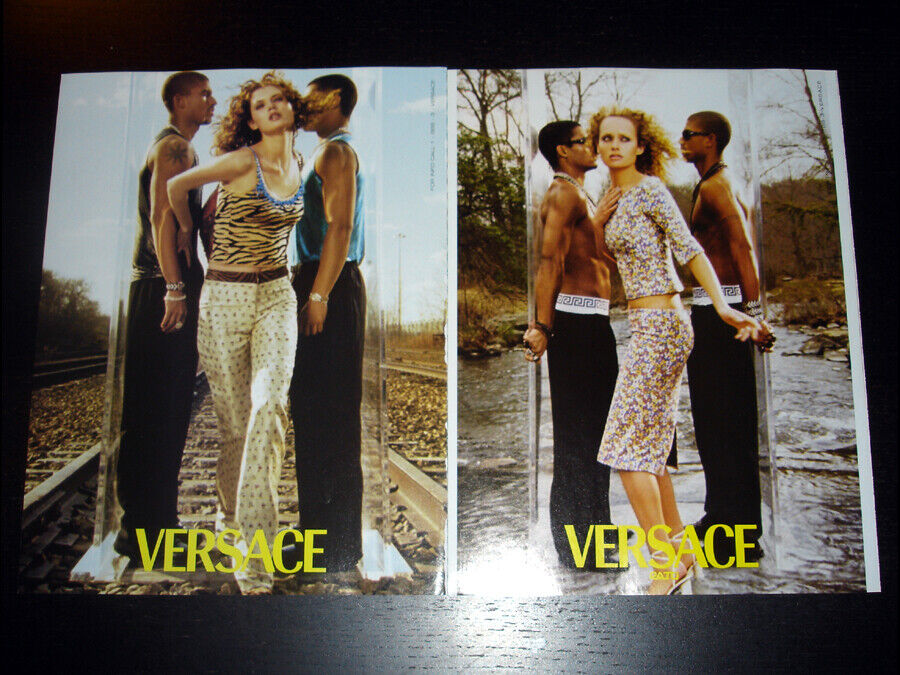 VERSACE 2-Page Magazine PRINT AD Fall 1999 MALGOSIA BELA Amber Valletta MEISEL