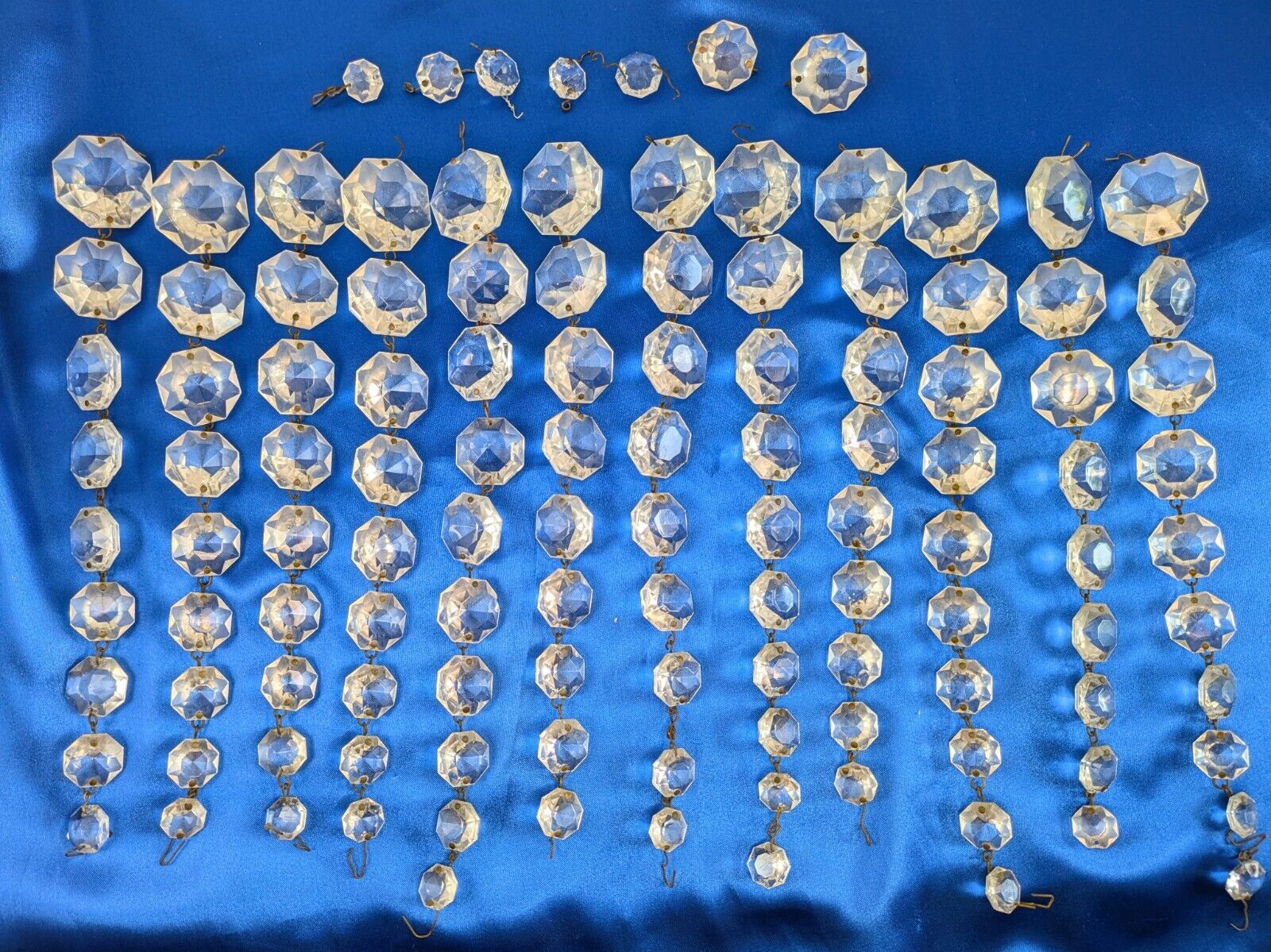 Big Lot Vintage Antique Chandelier Crystals Prisms Lot Graduating Strands Glass