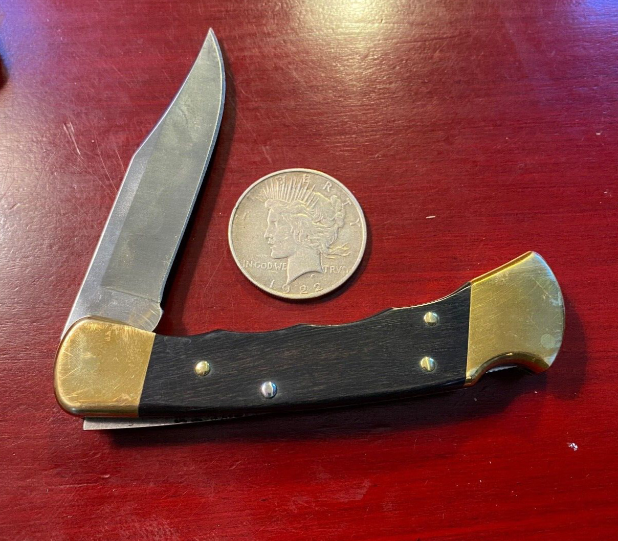 Buck Knife 110 Folding Hunter Lock-back Knife, ERGO Finger groves, Ebony Handles