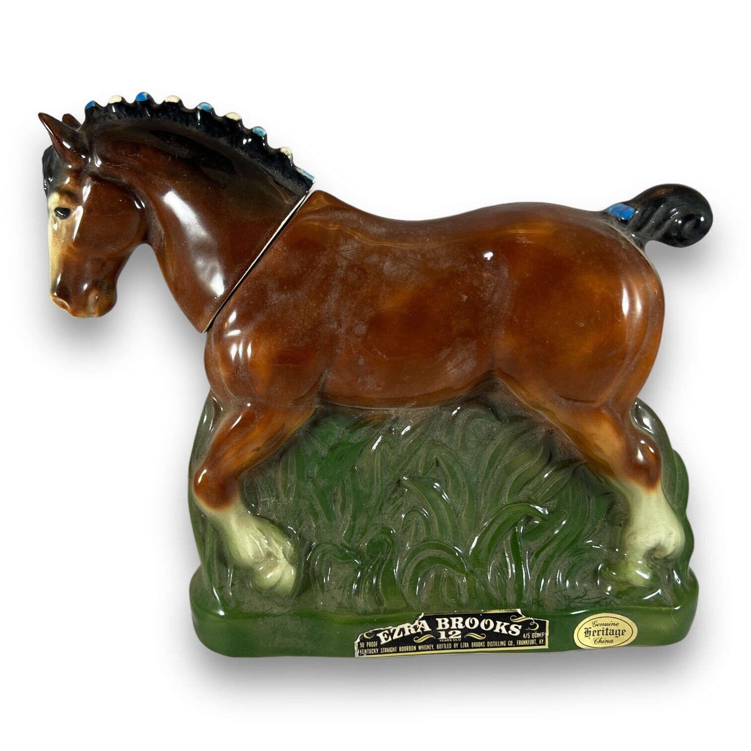 Beautiful Vtg  Ezra Brooks Heritage China  Clydesdale Horse Decanter 1974.