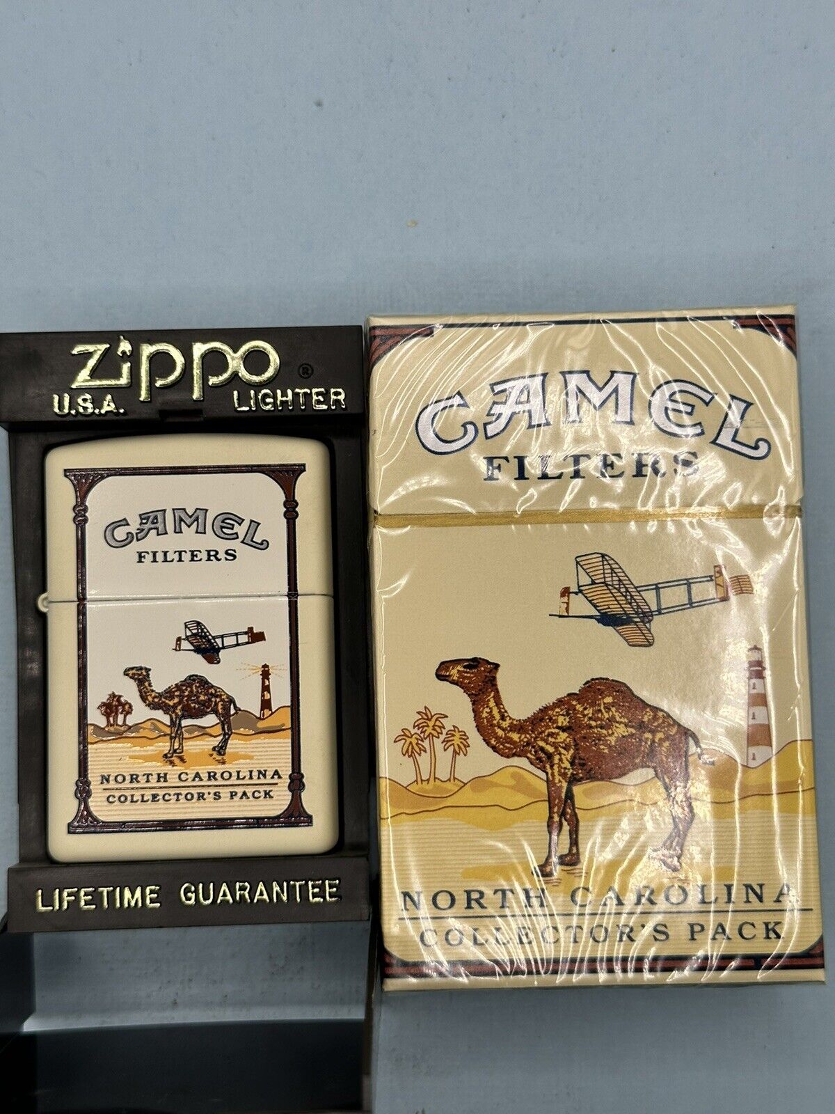 1998 Camel State N Carolina Cream Matte Zippo Lighter NEW Collectible Pack Empty