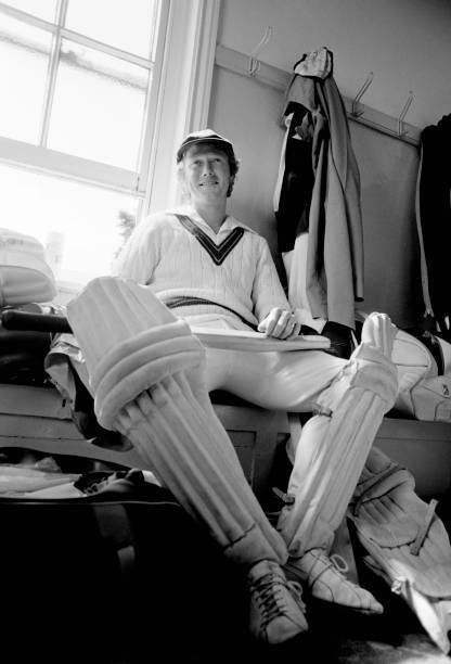 Australian batsman Kim Hughes waiting in the dressing-room on the l- Old Photo