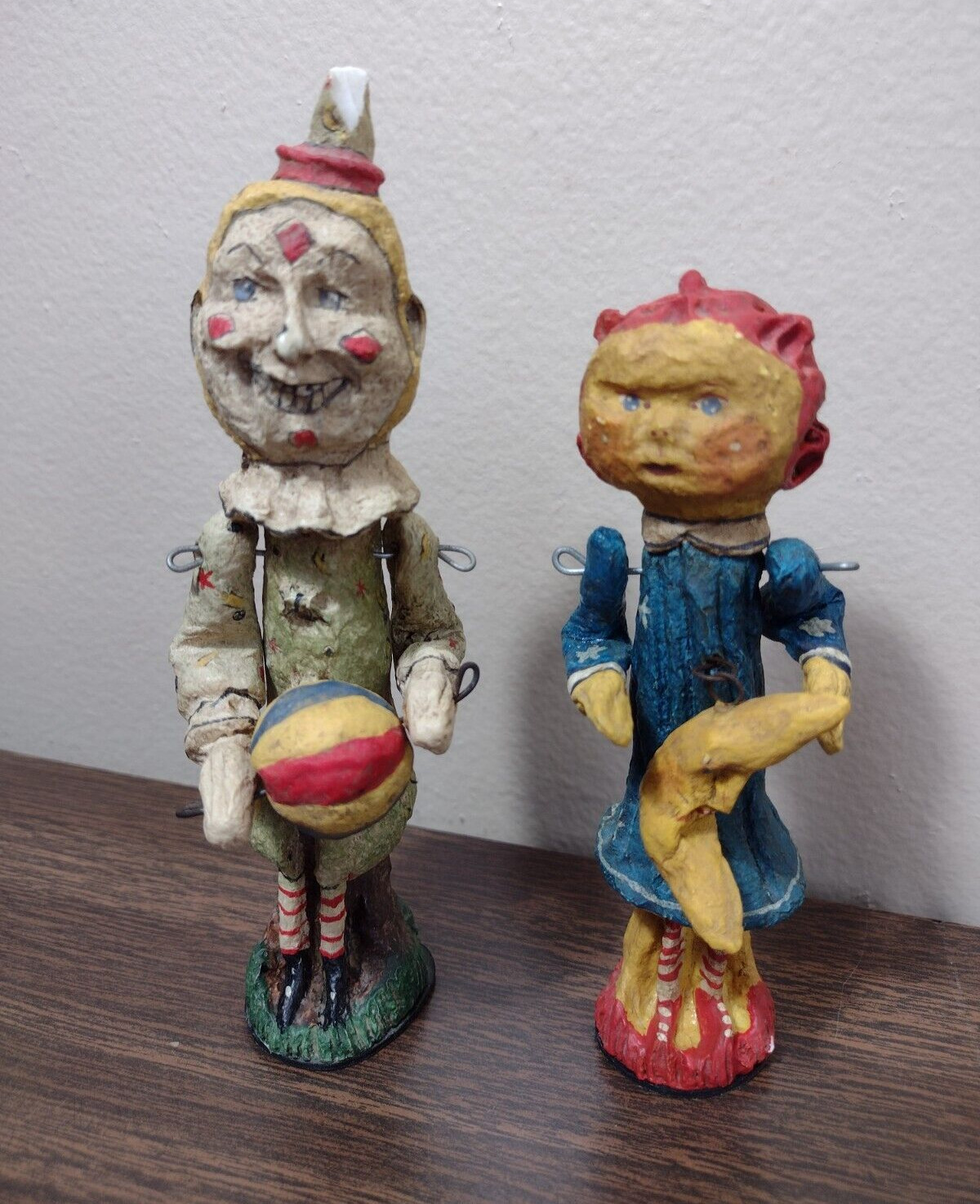 Poliwoggs Clown Sun Girl Jointed Folk Art Halloween Figurine Dept 56 Vintage