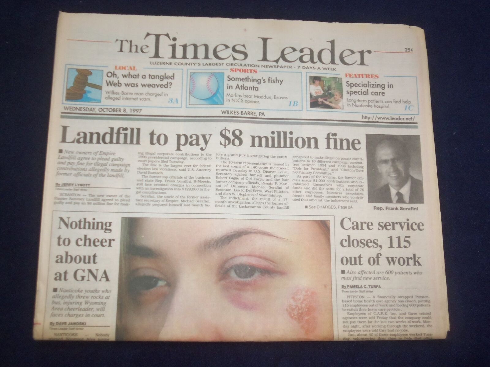 1997 OCT 8 WILKES-BARRE TIMES LEADER - LANDFILL TO PAY $8 MILLION FINE - NP 8199