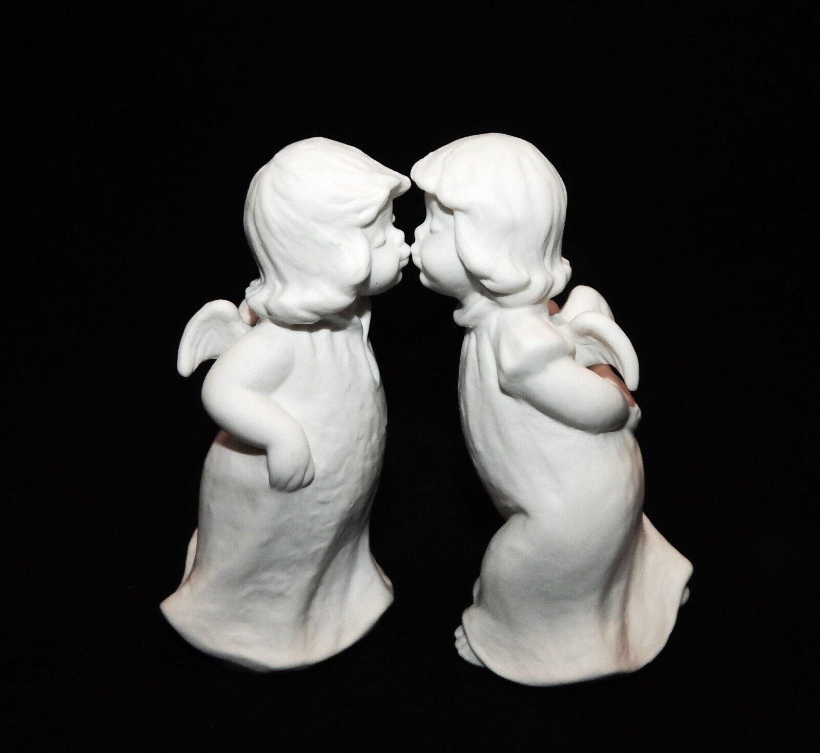 Goebel W. Germany White Kissing Angel Figurines HE 51 A & B