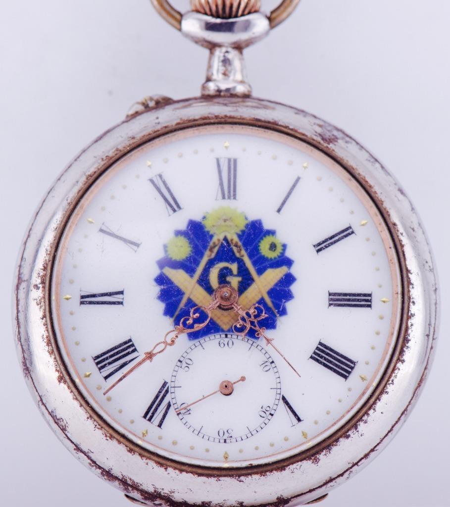 Antique Pocket Watch French Masonic LeCoultre Caliber  Fancy Enamel Dial c1890's